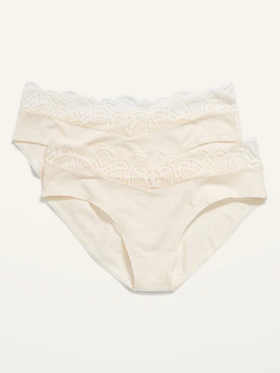 Sous-vêtement bikini de maternité en mélange de coton Supima® à garniture en dentelle,