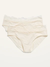 Sous-vêtement bikini de maternité en mélange de coton Supima® à garniture en dentelle,