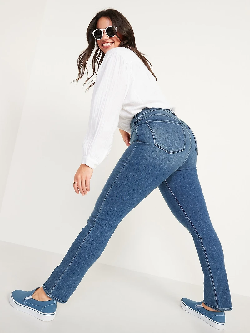 High-Waisted Wow Straight Ankle Jeans