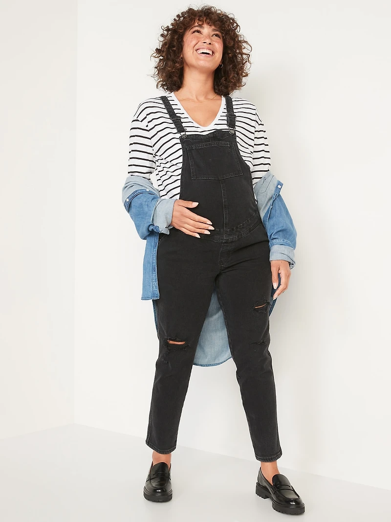 Salopette droite en denim à de maternité