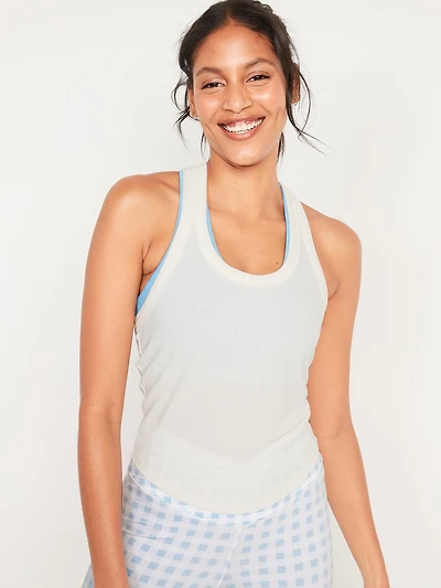 UltraLite Cropped Rib-Knit Racerback Tank Top