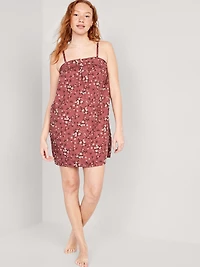 Floral Smocked Mini Cami Swing Nightgown