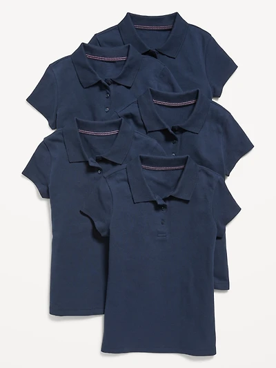 Uniform Pique Polo Shirt 5-Pack for Girls