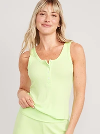 UltraLite Rib-Knit Henley Lounge Tank Top