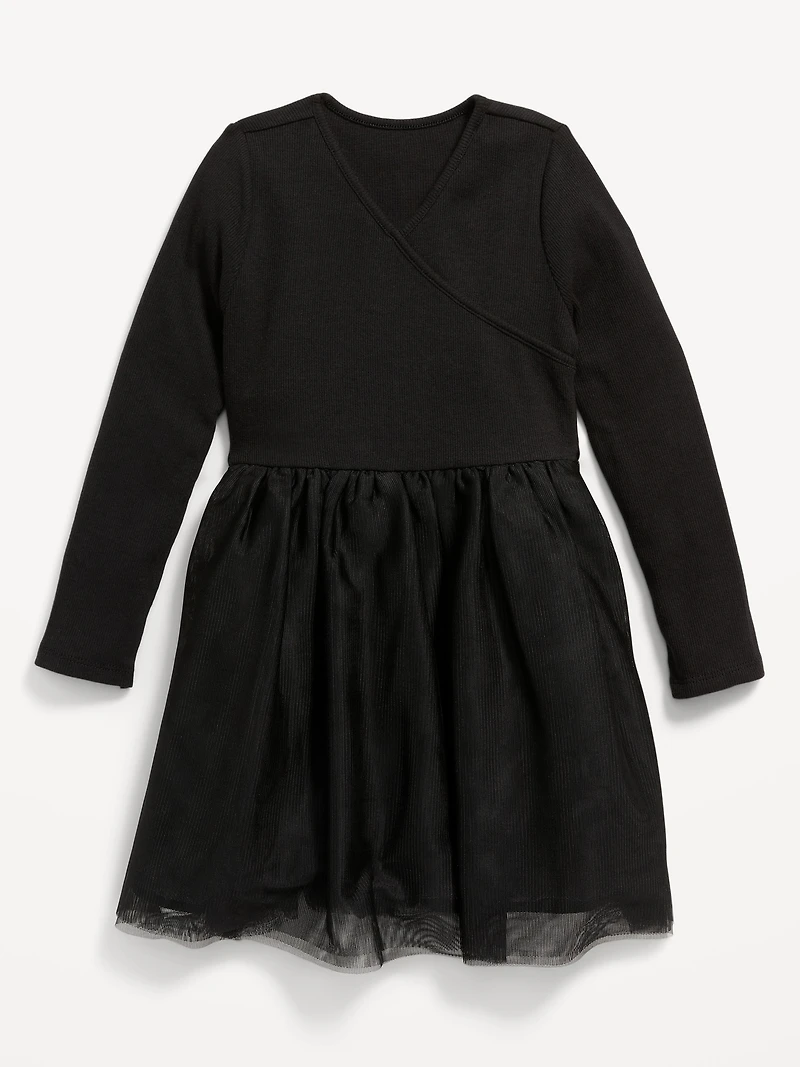 Fit & Flare Wrap-Front Tutu Dress for Toddler Girls