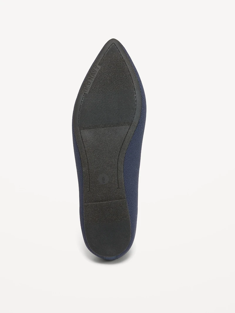 Soft-Knit Pointed-Toe Ballet Flats
