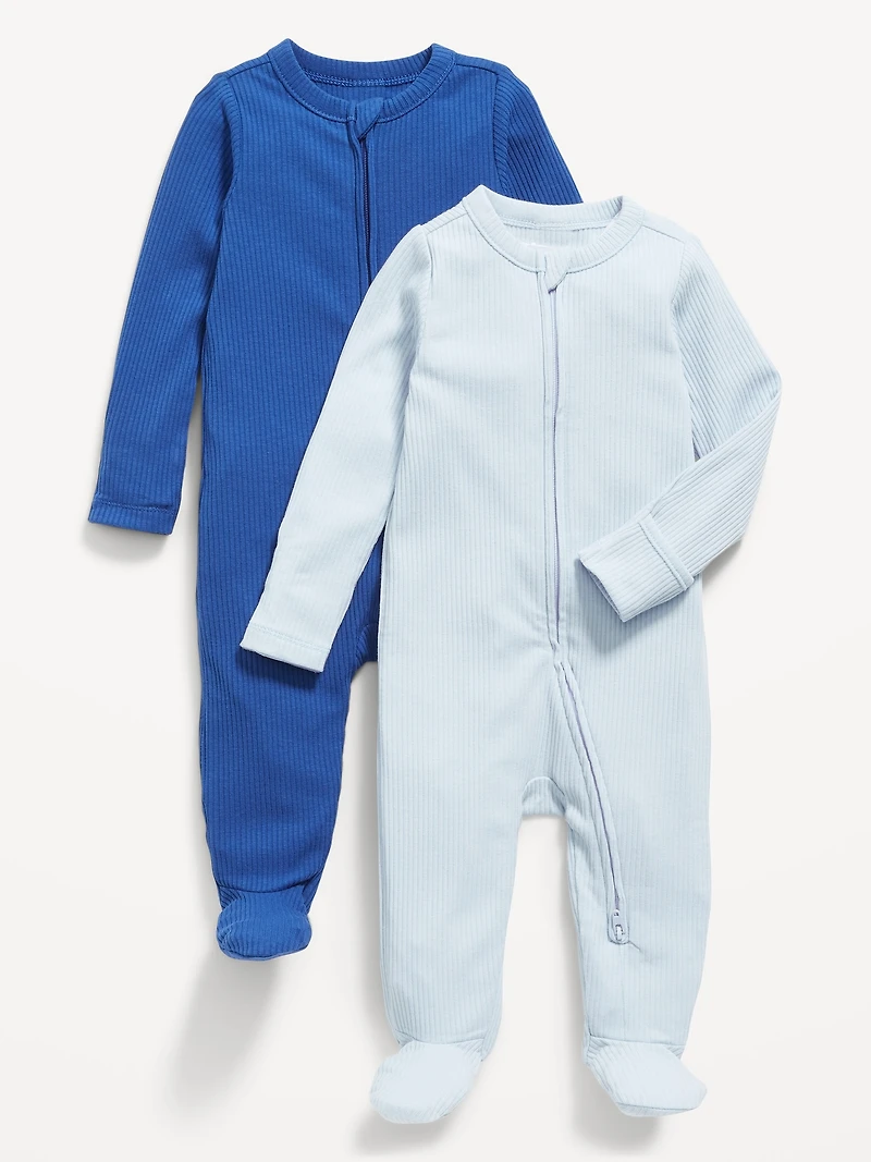 Sleep & Play 2-Way-Zip Footed One-Piece 2-Pack for Baby