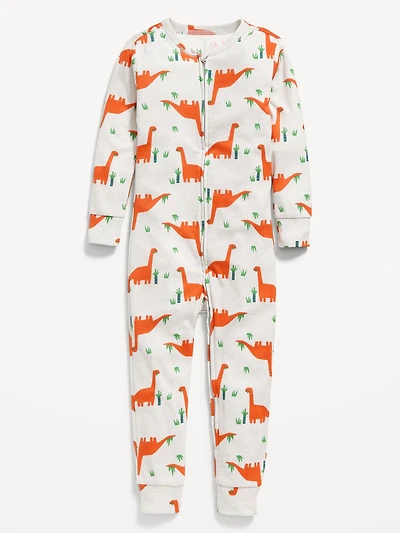 Unisex Snug-Fit 2-Way-Zip Printed Pajama One-Piece for Toddler & Baby