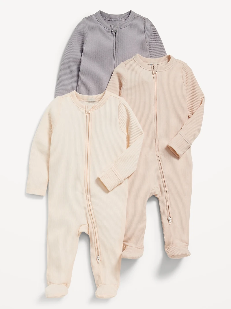 2-Way-Zip Sleep & Play Footed One-Piece 3-Pack for Baby