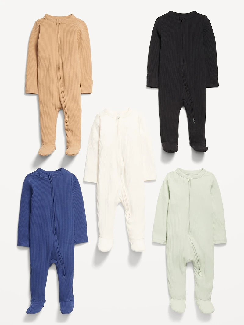 2-Way-Zip Sleep & Play Footed One-Piece 5-Pack for Baby