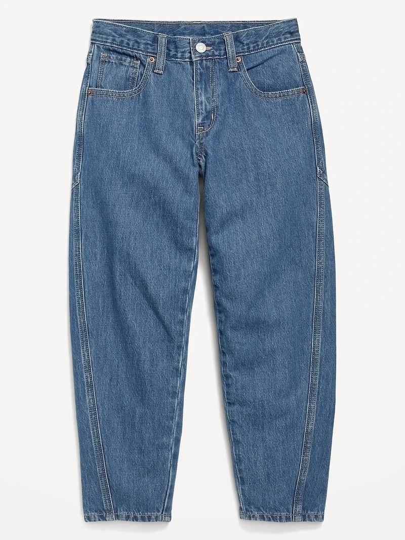High-Waisted Barrel-Leg Jeans for Girls