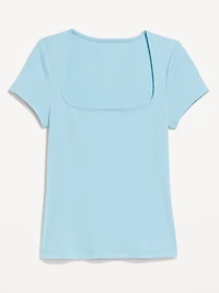 Ribbed Square-Neck T-Shirt