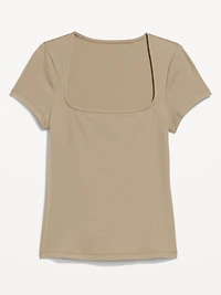 Ribbed Square-Neck T-Shirt