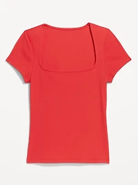 Ribbed Square-Neck T-Shirt