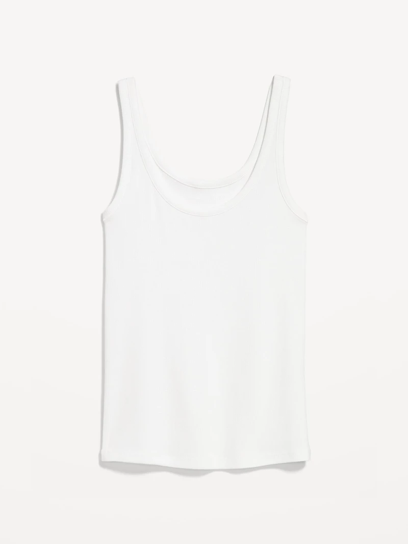 First-Layer Ribbed Scoop-Neck Tank Top
