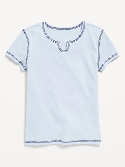 Fitted Short-Sleeve Ribbed T-Shirt for Girls