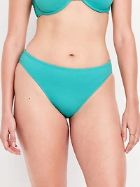 Mid-Rise Textured Bikini Swim Bottoms