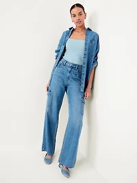 Ribbed Square-Neck T-Shirt