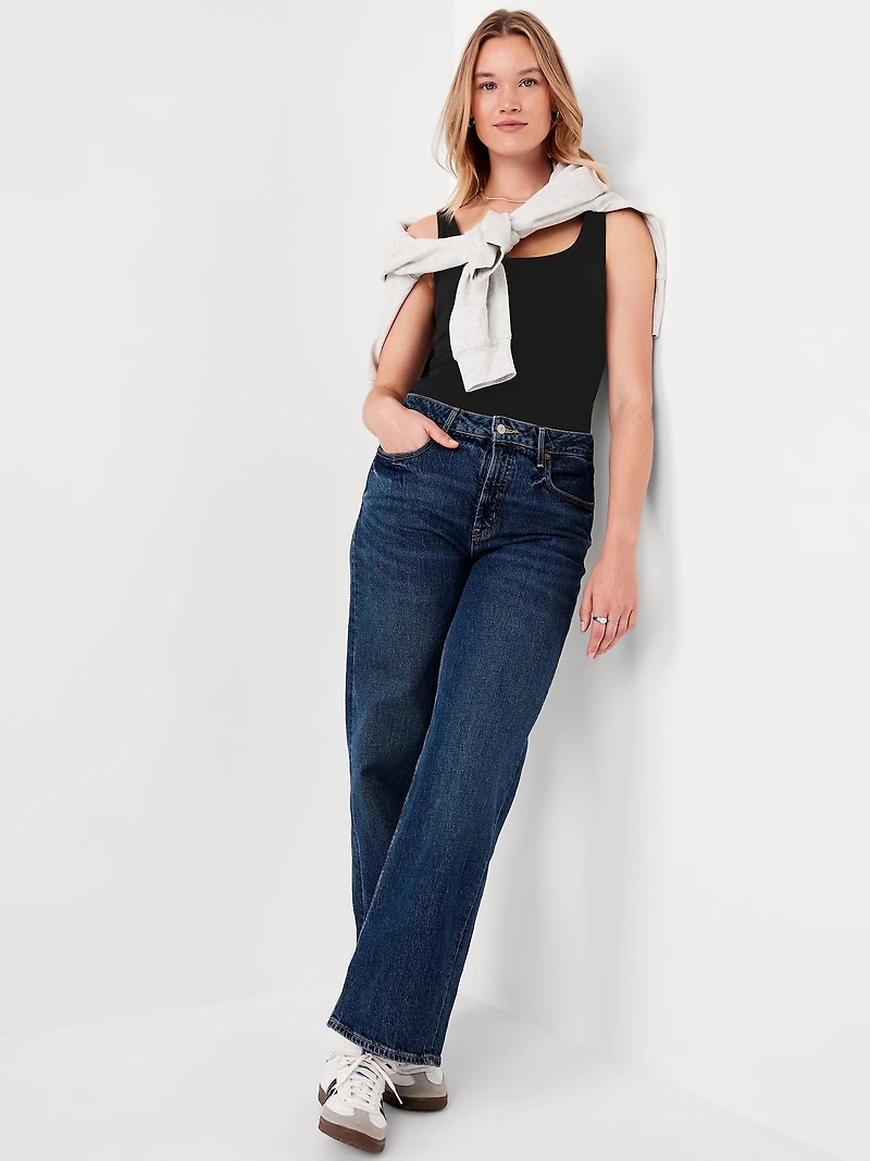 First-Layer Ribbed Scoop-Neck Tank Top