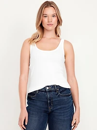 First-Layer Ribbed Scoop-Neck Tank Top