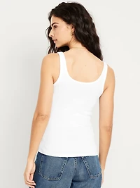 First-Layer Ribbed Scoop-Neck Tank Top