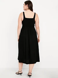 Fit & Flare Sleeveless Linen-Blend Midi Dress