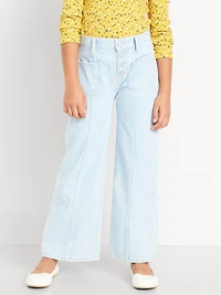 High-Waisted Button-Fly Super Baggy Wide-Leg Jeans for Girls