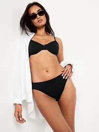 Mid-Rise Textured Bikini Swim Bottoms
