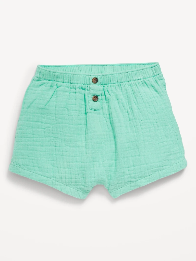 Double-Weave Button-Front Shorts for Baby
