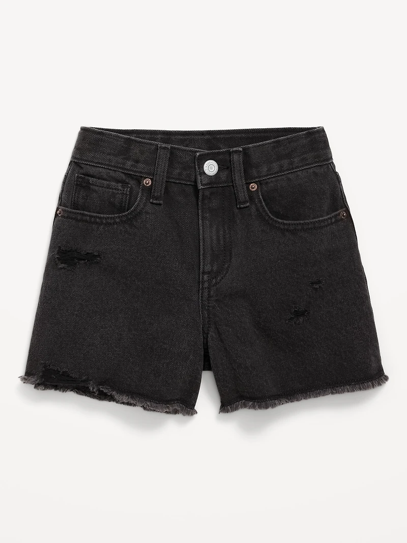 High-Waisted Frayed-Hem Jean Shorts for Girls
