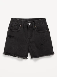 High-Waisted Frayed-Hem Jean Shorts for Girls