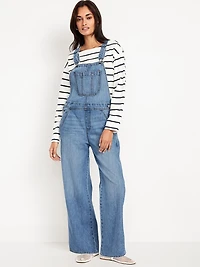 Baggy Wide-Leg Jean Overalls