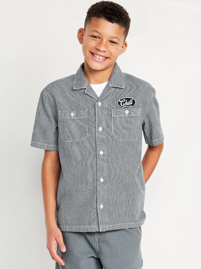 Loose Short-Sleeve Graphic Shirt for Boys