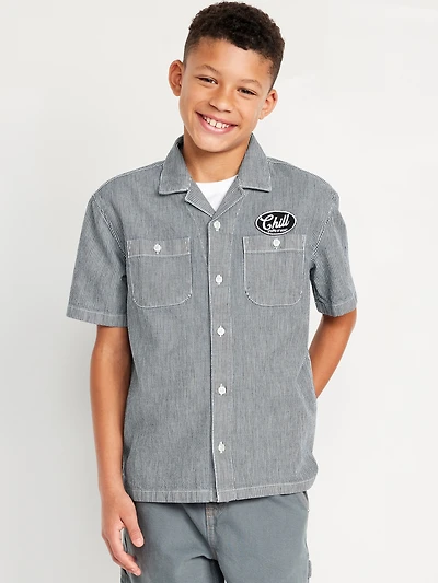 Loose Short-Sleeve Graphic Shirt for Boys
