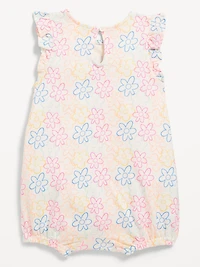 Sleeveless Printed Logo-Graphic One-Piece Romper for Baby