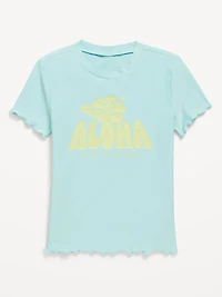 Lettuce-Edge Graphic Rashguard Swim Top for Girls