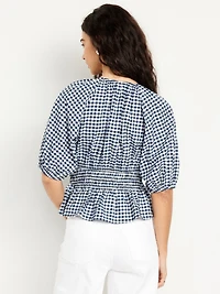 Smocked Gingham Top