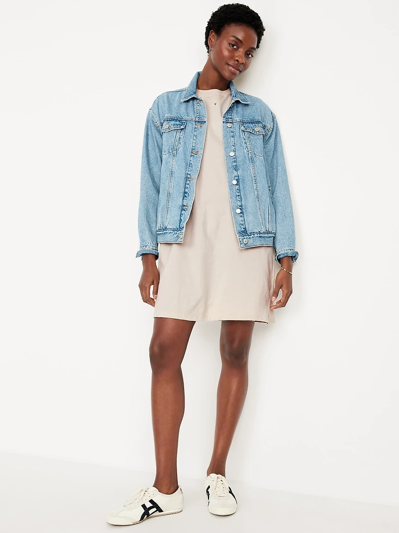 Vintage Crew-Neck Mini T-Shirt Dress