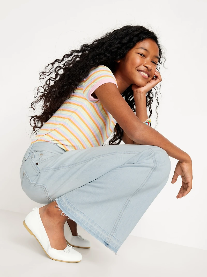 High-Waisted Baggy Flare-Leg Jeans for Girls