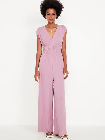 Waist-Defined Wide-Leg Jumpsuit