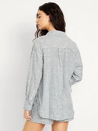 Button-Down Linen-Blend Shirt