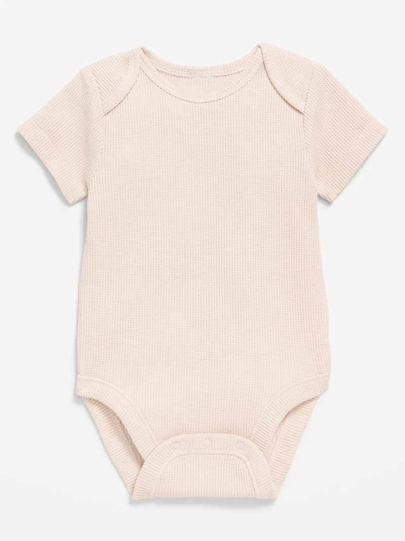 Unisex Short-Sleeve Waffle-Knit Bodysuit for Baby