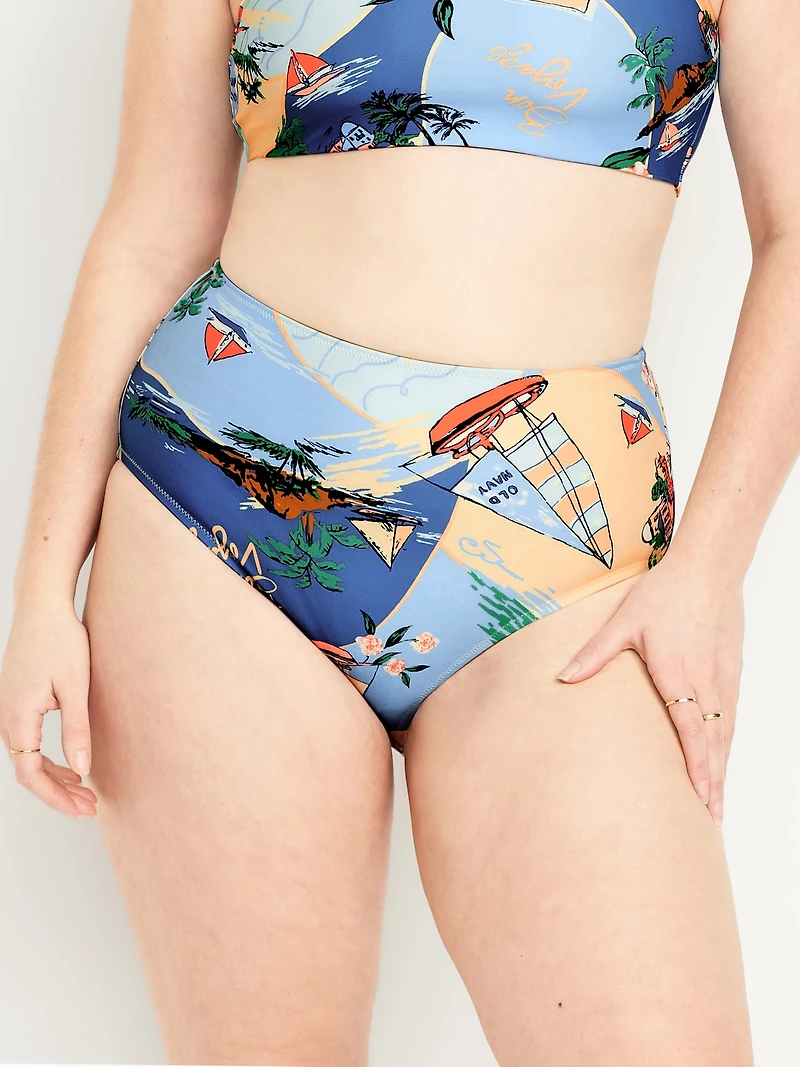 High-Waisted Bikini Swim Bottoms