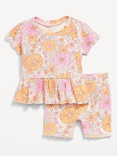 Disney© Ribbed Lettuce-Edge Top and Shorts Set for Baby