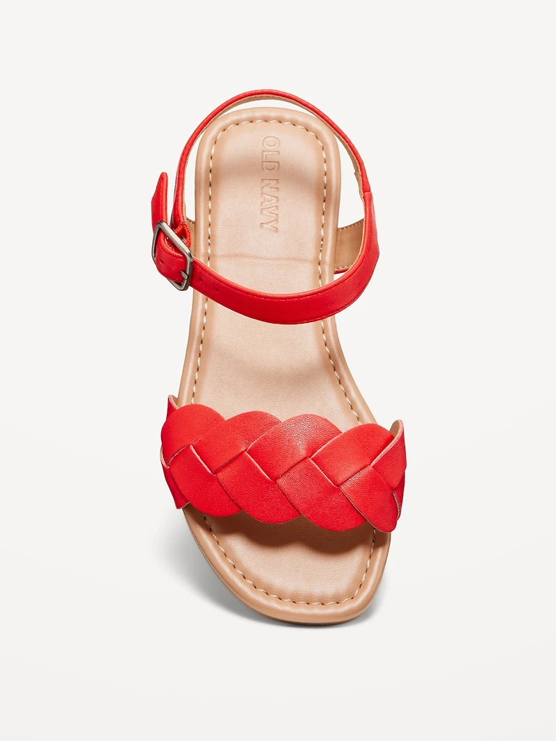 Faux-Leather Braided Sandals for Girls
