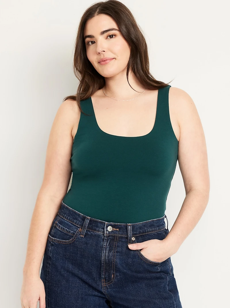 Double-Layer Scoop-Neck Bodysuit