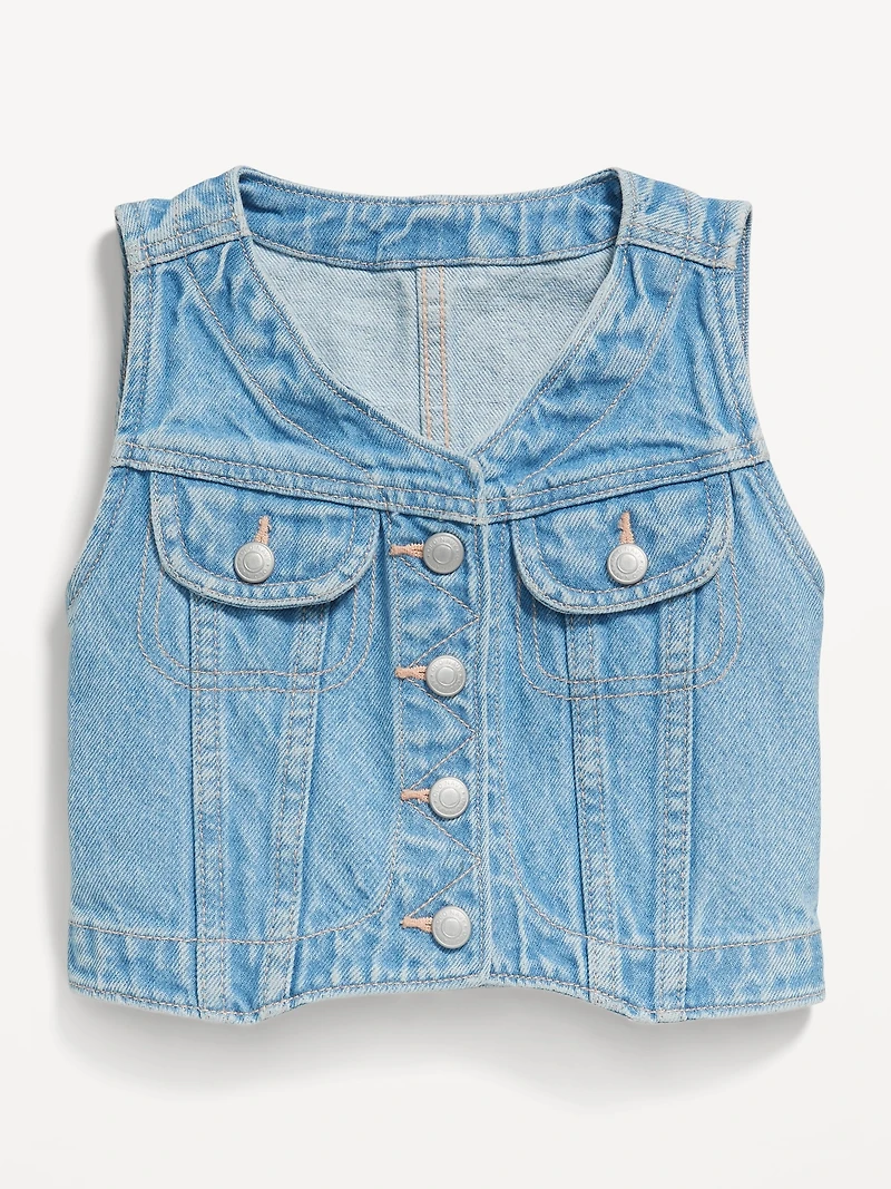 Cropped Jean Vest for Toddler Girls