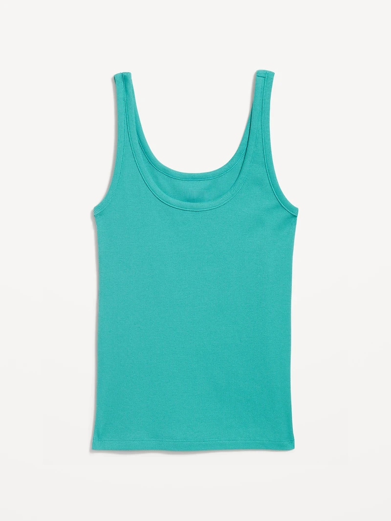 First-Layer Ribbed Scoop-Neck Tank Top
