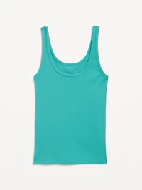 First-Layer Ribbed Scoop-Neck Tank Top