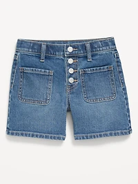 High-Waisted Midi Jean Shorts for Girls